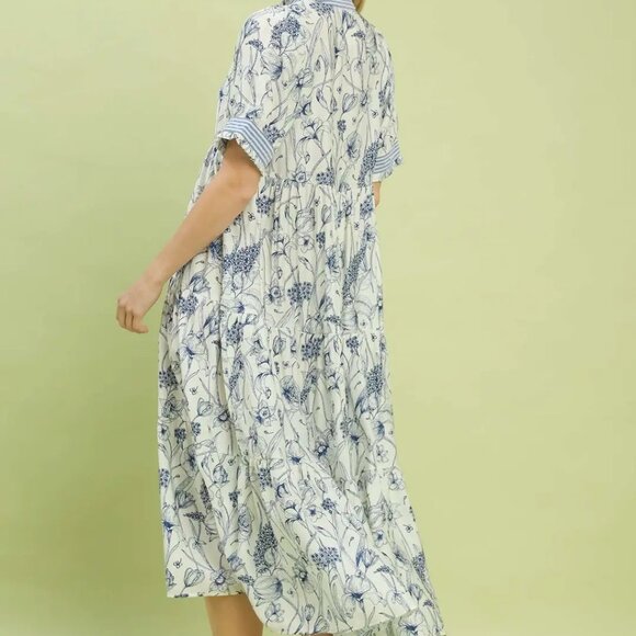 Umgee Floral Tiered Midi Dress with Ruffle Trim - Picture 4 of 5